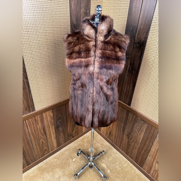 VINTAGE RUSSIAN SABLE FUR VEST JACKET COAT X-SMALL XS - Picture 1 of 10